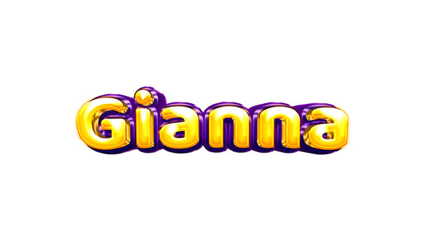 Gianna girls name sticker colorful party balloon birthday helium air shiny yellow purple cutout