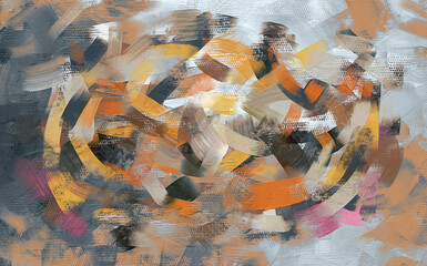 Abstract paint strokes. Artistic brush daubs and smears grungy background, hand painted grey and brown artwork