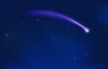 Weihnachtskarte mit Sternenhimmel und Halleyscher Komet, 
Vektor Illustration
