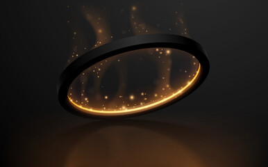 Black ring with golden light effect