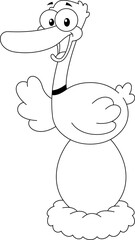 Outlined The 12 Days Of Christmas - 6Th Day - Six Geese A Laying. Vector Hand Drawn Illustration Isolated On Transparent Background