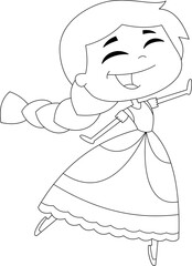 Outlined The 12 Days Of Christmas - 9Th Day - Nine Ladies Dancing. Vector Hand Drawn Illustration Isolated On Transparent Background