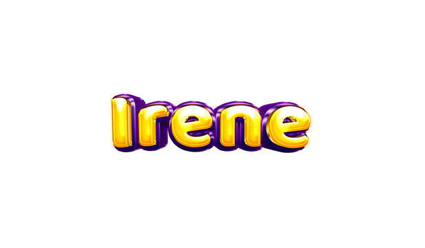 Irene girls name sticker colorful party balloon birthday helium air shiny yellow purple cutout