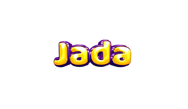 Jada girls name sticker colorful party balloon birthday helium air shiny yellow purple cutout