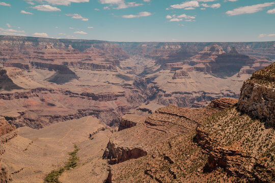 Panoramic aerial view of the Grand Canyon from South Rim Trail in Arizona, USA