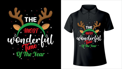 the  most wonderful time of the year typography t shirt design premium vector