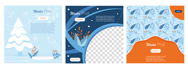 social media template with winter motive and copy space