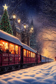 Polar express train at night