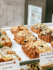 Pastry cookies with chocolate and croissant cream almond