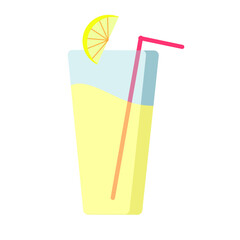 lemonade with lemon slice and straw illustration