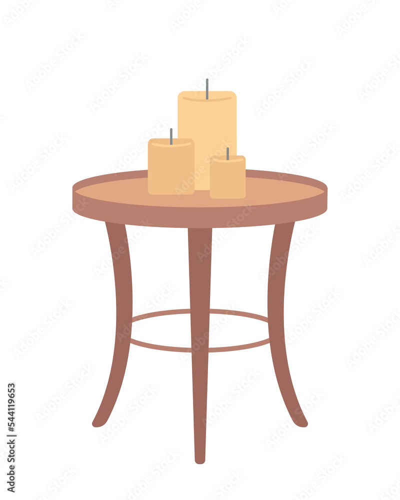 Poster elegant table with candles semi flat color vector object. editable element. full sized item on white