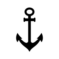 Anchor icon. Black anchor icon on white background. Vector illustration. Anchor silhouette