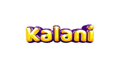 Kalani girls name sticker colorful party balloon birthday helium air shiny yellow purple cutout