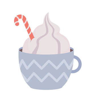 Creamy Christmas punch semi flat color vector object. Editable element. Full sized item on white. Festive hot drink simple cartoon style illustration for web graphic design and animation