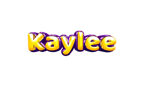 Kaylee girls name sticker colorful party balloon birthday helium air shiny yellow purple cutout