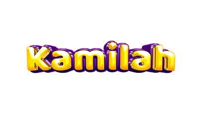 Kamilah girls name sticker colorful party balloon birthday helium air shiny yellow purple cutout