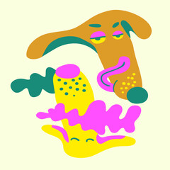 colored cute head vector dog flat style is part of a series