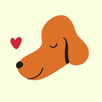 Colored Cute Head Vector Dog Flat Style Is Part Of A Series