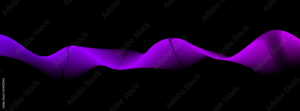 Poster wave gradient abstract colorful flowing lines on black background. purple vector neon illiustration 