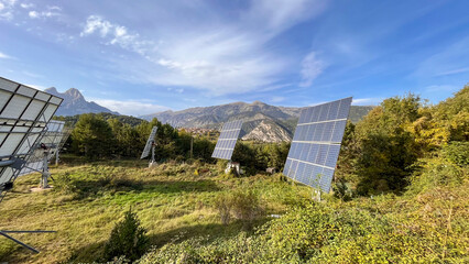 Fototapeta premium Solar panels in the Sierra del Cadí in the foothills of the Pedraforca mountain in Catalonia Spain