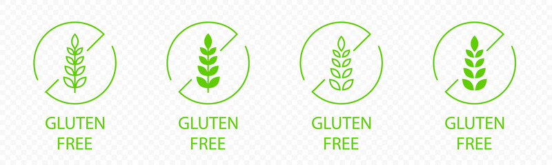 Gluten free icon set. Non gluten symbols. Allergen free ingredient. Prohibitet product. Diet badge. - obrazy, fototapety, plakaty