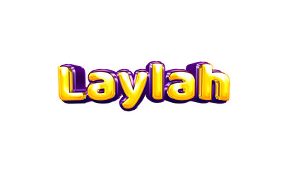 Laylah girls name sticker colorful party balloon birthday helium air shiny yellow purple cutout