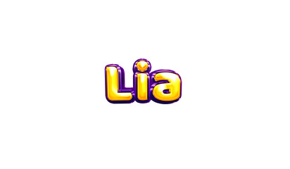 Lia girls name sticker colorful party balloon birthday helium air shiny yellow purple cutout