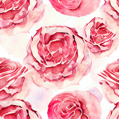 English pink roses watercolor are seamless. Generative AI
