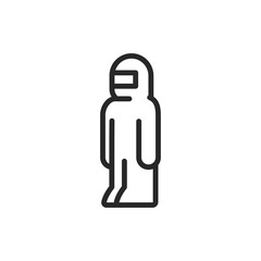 Fototapeta na wymiar Worker in protective suit color line icon. Isolated vector element.