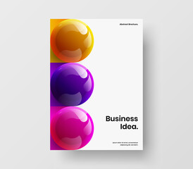 Colorful booklet A4 design vector template. Premium 3D balls cover concept.
