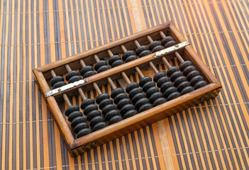 abacus mean symbols of wealth and prosperity on bamboo background