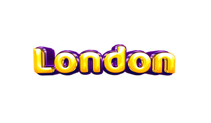 London girls name sticker colorful party balloon birthday helium air shiny yellow purple cutout