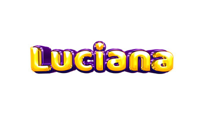 Luciana girls name sticker colorful party balloon birthday helium air shiny yellow purple cutout