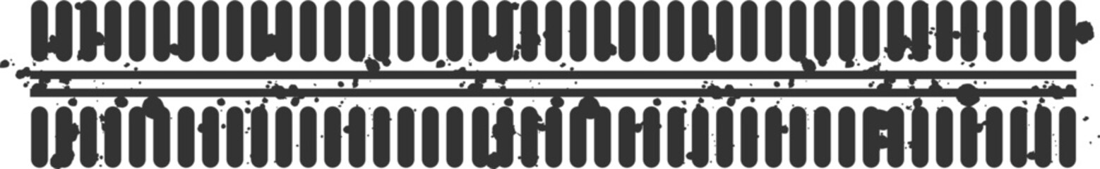 Car tire track flat silhouette