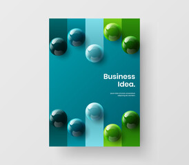 Clean annual report vector design concept. Modern 3D spheres company identity illustration.