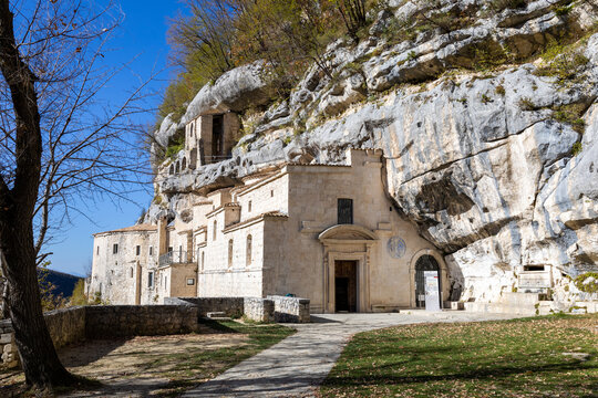 Hermitage of Santo Spirito in Majella in the Orfento valley. Majella national park. Abruzzo, Italy