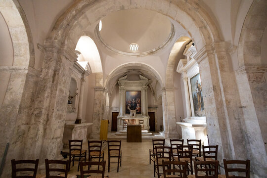 indoor of Hermitage of Santo Spirito in Maiella in the Orfento valley. Majella national park. Abruzzo, Italy