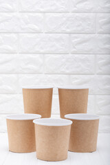 Empty container set for take away food. Ecological individual package. Eco craft paper tableware. Recycling or eco-friendly concept. Zero waste