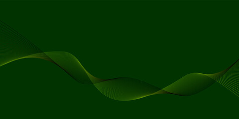 Dark background Green Black wave lines. Flowing green waves design Abstract digital equalizer sound wave Flow. Line Vector illustration for tech futuristic innovation concept background Graphic design