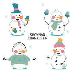 Set character snowman. Vector illustration