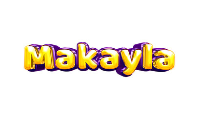 Makayla girls name sticker colorful party balloon birthday helium air shiny yellow purple cutout