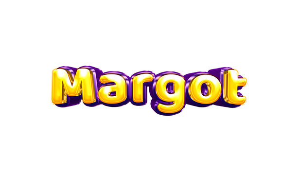 Margot girls name sticker colorful party balloon birthday helium air shiny yellow purple cutout