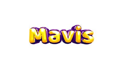 Mavis girls name sticker colorful party balloon birthday helium air shiny yellow purple cutout