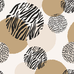 Animal print skin abstract vector hand-drawn seamles patterns with circles for textile design, paper, fabrics, digital, craft and ither design purposes
