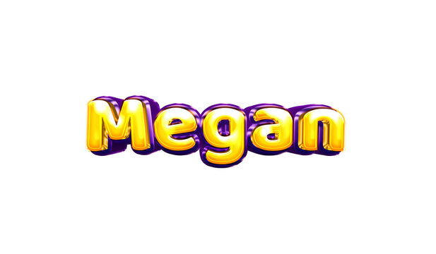 Megan girls name sticker colorful party balloon birthday helium air shiny yellow purple cutout