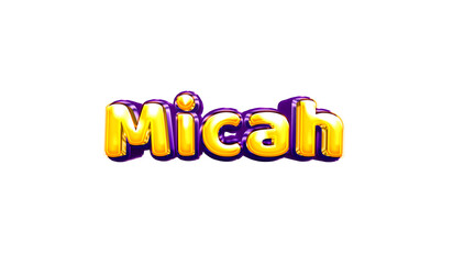 Micah girls name sticker colorful party balloon birthday helium air shiny yellow purple cutout
