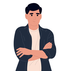 Fototapeta premium Skeptics think, an insecure person who doubts. Flat vector illustration
