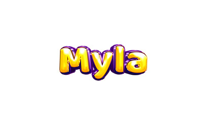 Myla girls name sticker colorful party balloon birthday helium air shiny yellow purple cutout