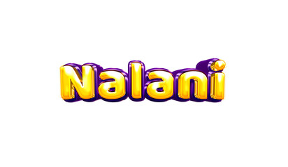 Nalani girls name sticker colorful party balloon birthday helium air shiny yellow purple cutout