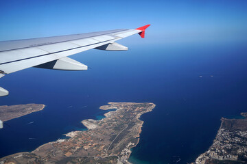 malta aerial landscape from airplane - obrazy, fototapety, plakaty